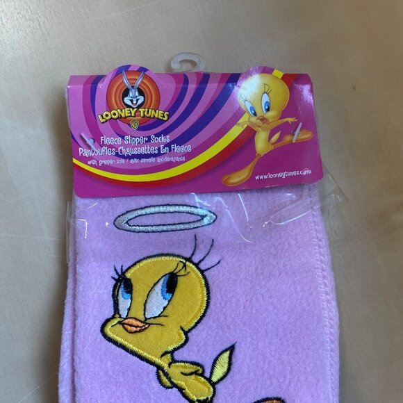 Looney Tunes Fleece Slipper Socks With Tweety Bird & Silver Stars pink girl - Picture 8 of 11